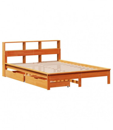 vidaXL Bookcase Bed without Mattress Wax Brown 120x190 cm Small Double Solid Wood Pine
