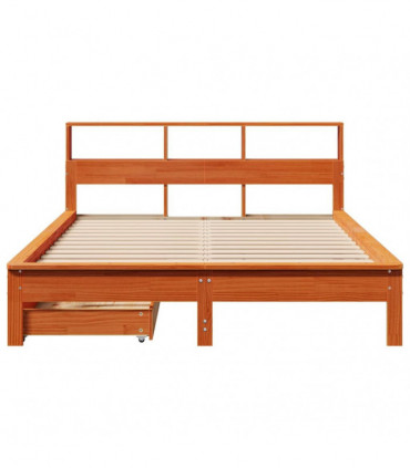 vidaXL Bookcase Bed without Mattress Wax Brown 120x190 cm Small Double Solid Wood Pine