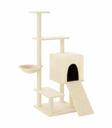 vidaXL Cat Tree with Sisal Scratching Posts Cream 130.5 cm