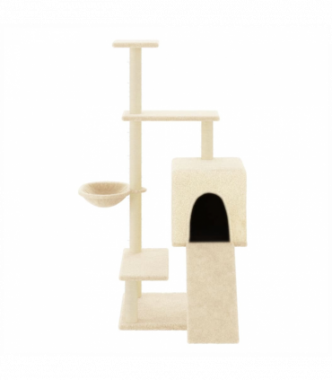 vidaXL Cat Tree with Sisal Scratching Posts Cream 130.5 cm