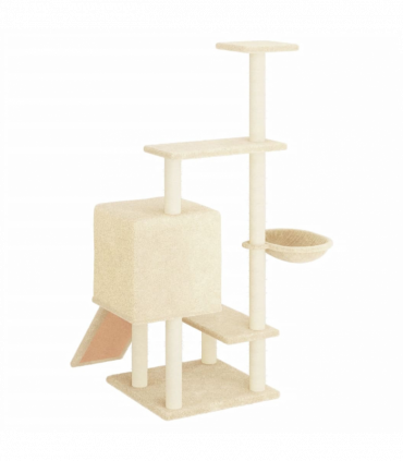 vidaXL Cat Tree with Sisal Scratching Posts Cream 130.5 cm