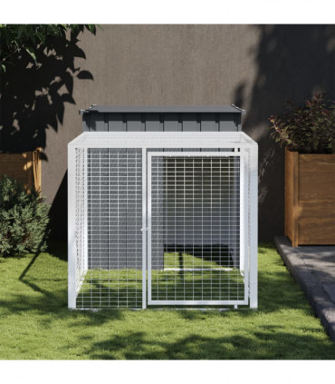 vidaXL Chicken Cage with Run Anthracite 110x201x110 cm Galvanised Steel