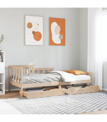 vidaXL Daybed with Drawers without Mattress 80x200 cm Solid Wood