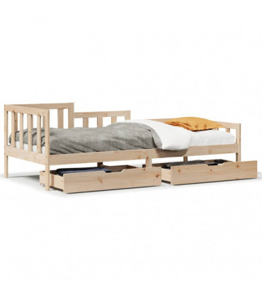 vidaXL Daybed with Drawers without Mattress 80x200 cm Solid Wood