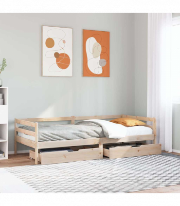 vidaXL Daybed with Drawers without Mattress 80x200 cm Solid Wood