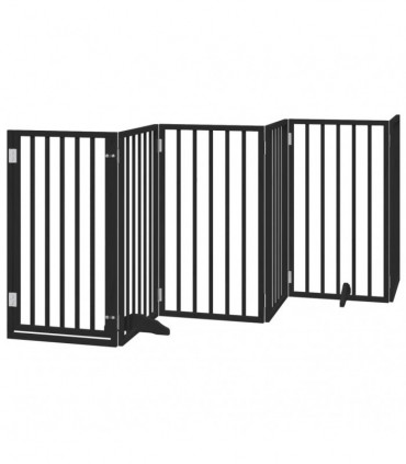 vidaXL Dog Gate with Door Foldable 12 Panels Black 600 cm Poplar Wood