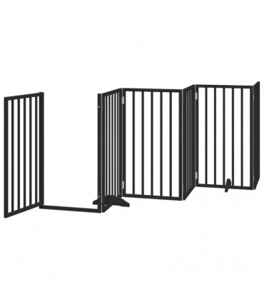 vidaXL Dog Gate with Door Foldable 12 Panels Black 600 cm Poplar Wood