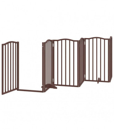 vidaXL Dog Gate with Door Foldable 12 Panels Brown 600 cm Poplar Wood