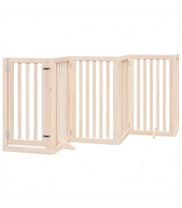vidaXL Dog Gate with Door Foldable 9 Panels 450 cm Poplar Wood