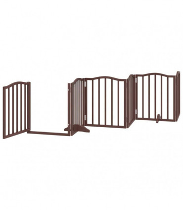 vidaXL Dog Gate with Door Foldable 9 Panels Brown 450 cm Poplar Wood