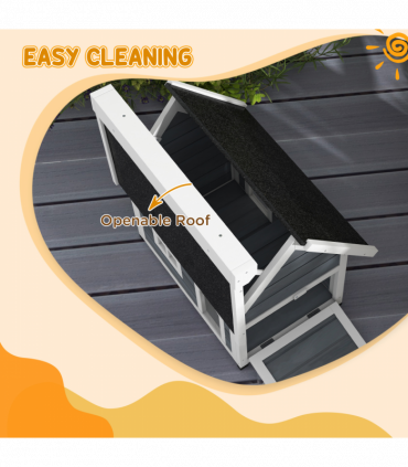 PawHut Outdoor Feral Cat House with Openable Asphalt Roof, Grey