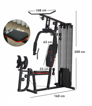 SPORTNOW Home Gym Machine Compact Multi Gym with 45kg Weight Stack