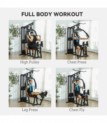 SPORTNOW Home Gym Machine Compact Multi Gym with 45kg Weight Stack