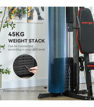 SPORTNOW Home Gym Machine Compact Multi Gym with 45kg Weight Stack