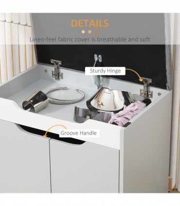 Shoe Storage Bench w/ Cabinet Adjustable Shelf and Cushion for Entryway Grey