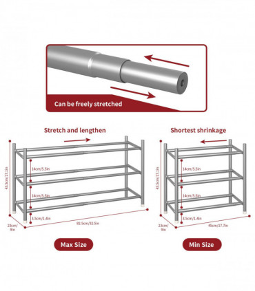 VINSANI SHOE 3 TIER GREY 1010274