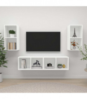 Wall-mounted TV Cabinets 4 pcs White Engineered Wood