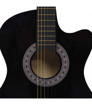 Western Acoustic Cutaway Guitar with 6 Strings Black 38"