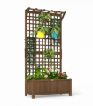 Wooden Trellis Planter with Drain Holes, Privacy Screen Raised Beds for Garden