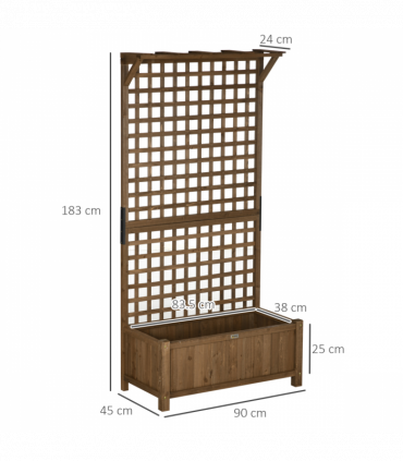 Wooden Trellis Planter with Drain Holes, Privacy Screen Raised Beds for Garden