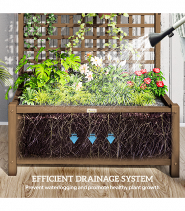 Wooden Trellis Planter with Drain Holes, Privacy Screen Raised Beds for Garden