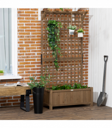 Wooden Trellis Planter with Drain Holes, Privacy Screen Raised Beds for Garden