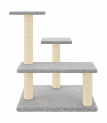 vidaXL Cat Tree with Sisal Scratching Posts Light Grey 61 cm