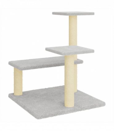 vidaXL Cat Tree with Sisal Scratching Posts Light Grey 61 cm