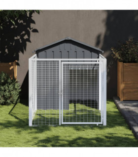 vidaXL Dog House with Run Anthracite 117x201x123 cm Galvanised Steel