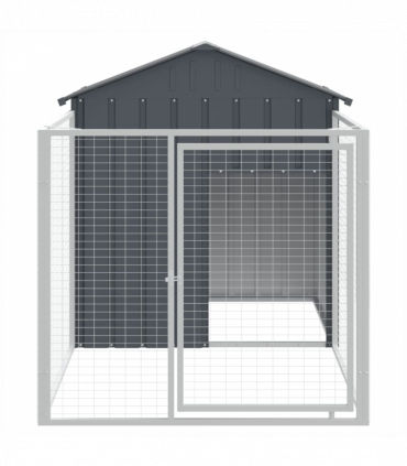 vidaXL Dog House with Run Anthracite 117x201x123 cm Galvanised Steel