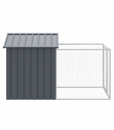 vidaXL Dog House with Run Anthracite 117x201x123 cm Galvanised Steel
