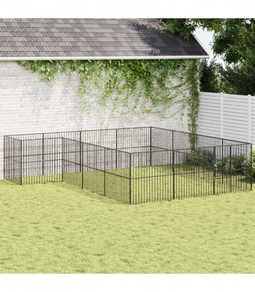 vidaXL Dog Playpen 16 Panels Black Galvanised Steel