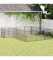 vidaXL Dog Playpen 16 Panels Black Galvanised Steel