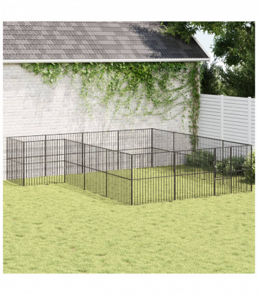 vidaXL Dog Playpen 16 Panels Black Galvanised Steel