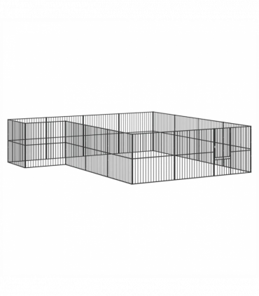 vidaXL Dog Playpen 16 Panels Black Galvanised Steel