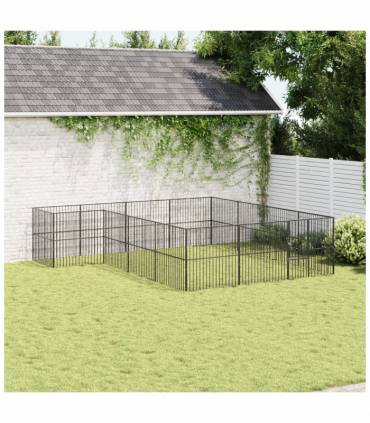 vidaXL Dog Playpen 16 Panels Black Galvanised Steel