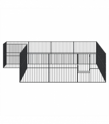vidaXL Dog Playpen 16 Panels Black Galvanised Steel