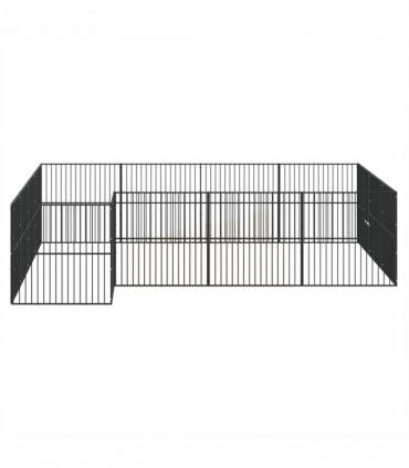 vidaXL Dog Playpen 16 Panels Black Galvanised Steel