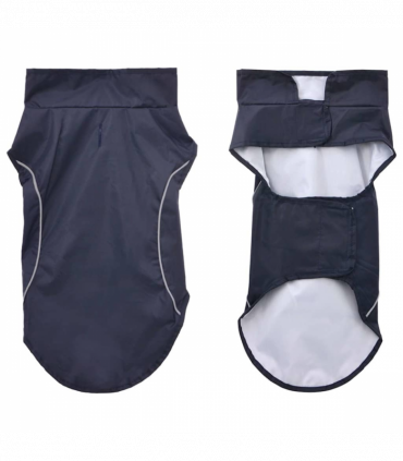 vidaXL Dog Raincoat with Reflective Strips Polyester Navy Blue M