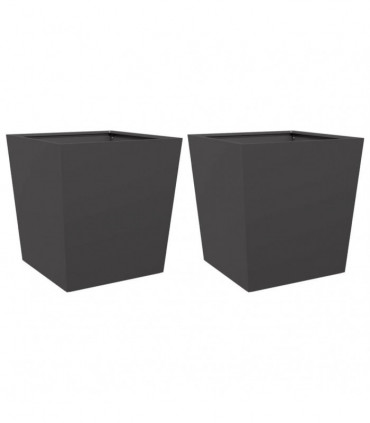 vidaXL Garden Planters Black 2 pcs 50x50x50 cm Steel