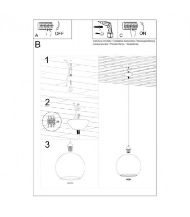 Pendant lamp steel, glass Ball minimalistic Design E27