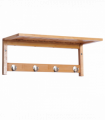 Wall Mounted Coat Rack Natural Wood Finish 50 cm x 16 cm x 17.5 cm Sturdy Hooks