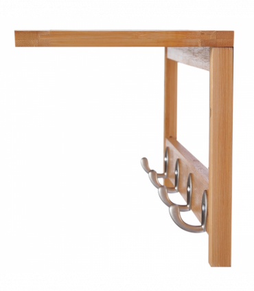 Wall Mounted Coat Rack Natural Wood Finish 50 cm x 16 cm x 17.5 cm Sturdy Hooks