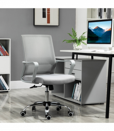 Ergonomic Office Chair Adjustable Height Mesh Chair with Swivel Wheels Grey