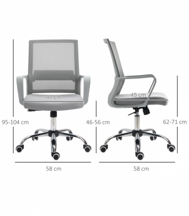 Ergonomic Office Chair Adjustable Height Mesh Chair with Swivel Wheels Grey
