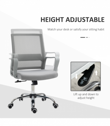 Ergonomic Office Chair Adjustable Height Mesh Chair with Swivel Wheels Grey