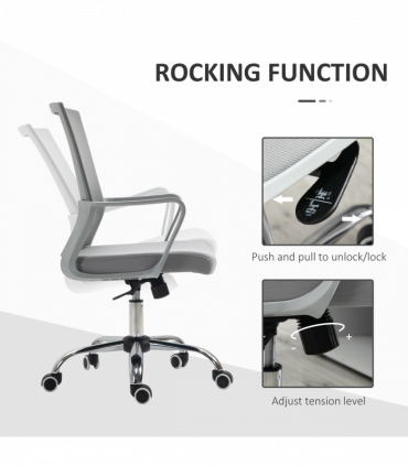 Ergonomic Office Chair Adjustable Height Mesh Chair with Swivel Wheels Grey