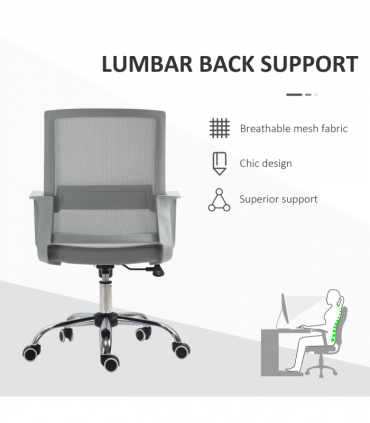 Ergonomic Office Chair Adjustable Height Mesh Chair with Swivel Wheels Grey