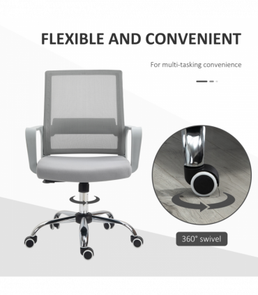 Ergonomic Office Chair Adjustable Height Mesh Chair with Swivel Wheels Grey