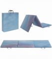 HOMCOM 6FT Foldable Gymnastics Mat, Tri-Fold 2" Thick Crash Mat, Blue